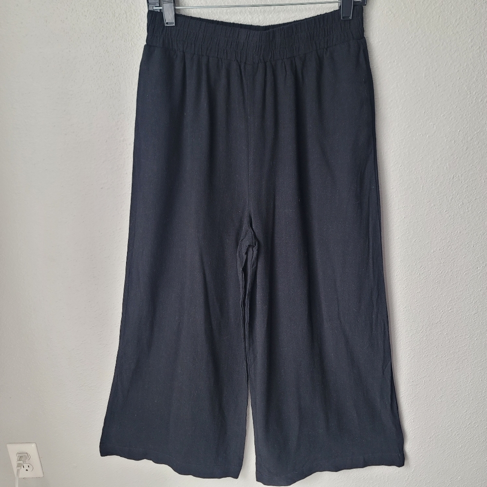 Petal & Pup Linen Wide Leg Ultra High Rise Pants, Size Medium, Color Black
